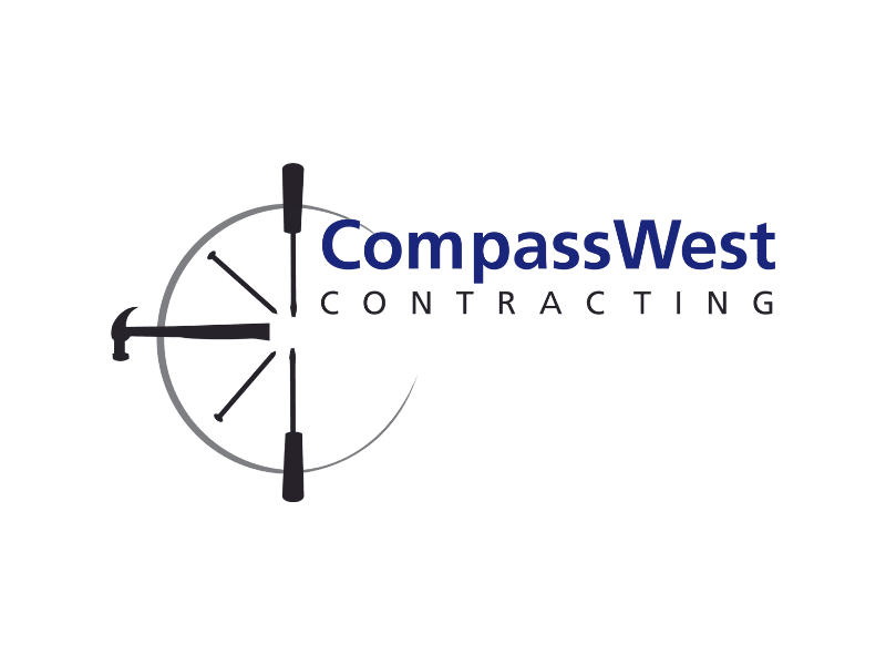 A green background with the words " compass west contracting ".